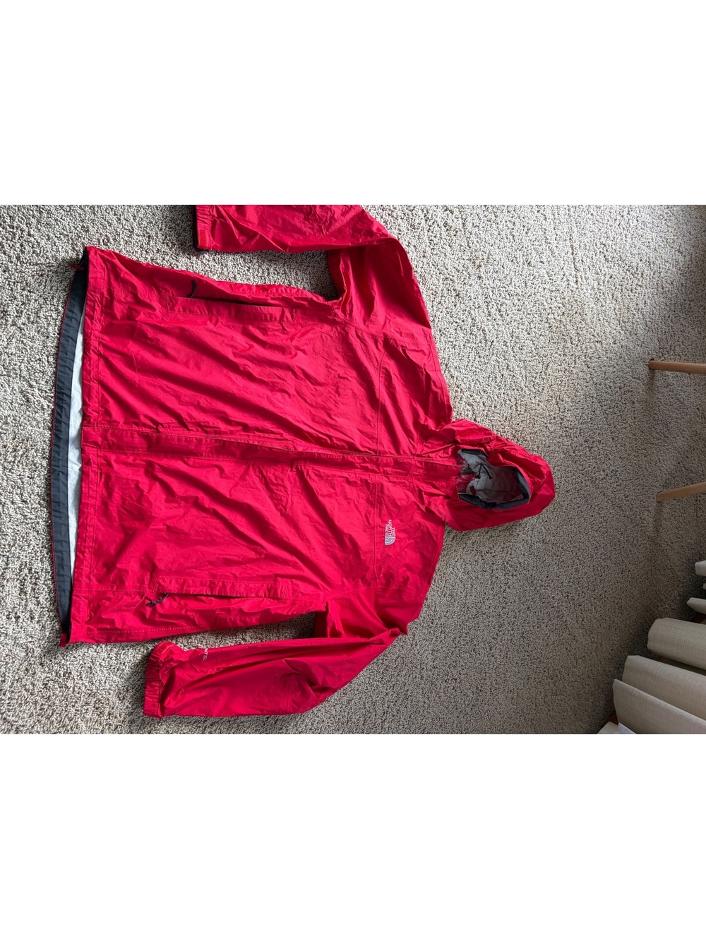 The North Face Men’s XXL Red Waterproof Hooded Rain Jacket Shell Outdoor flawed